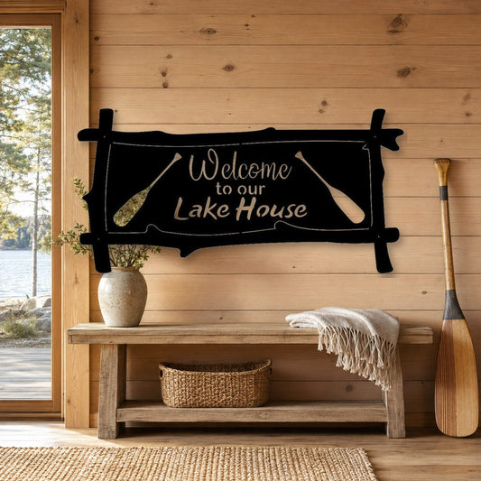 Rusty Rooster Fabrication & Design Physical product Welcome to Our Lake House Metal Sign (A74)