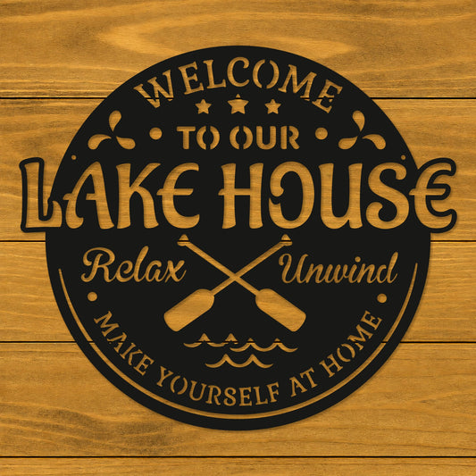 Rusty Rooster Fabrication & Design Physical product Welcome to Our Lake House Metal Sign (C89)