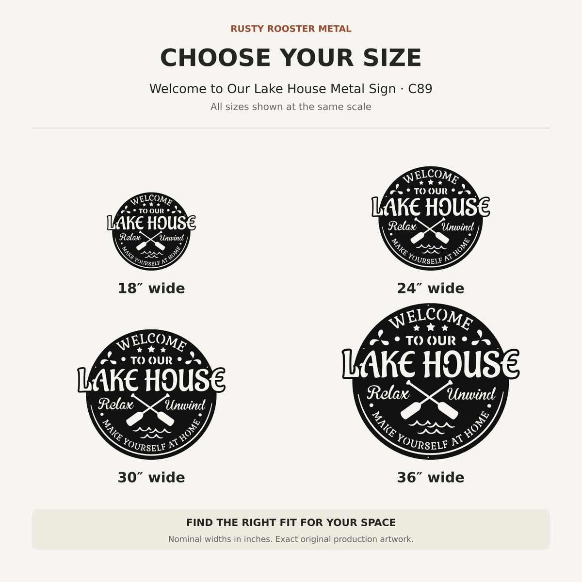 Rusty Rooster Fabrication & Design Physical product Welcome to Our Lake House Metal Sign (C89)