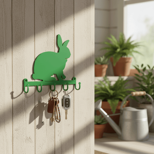 Rusty Rooster Fabrication & Design Physical product "Whimsical Delight: Rabbit Key Holder with 5 Hooks - Organize Your Keys with Playful Charm!" (Y18)