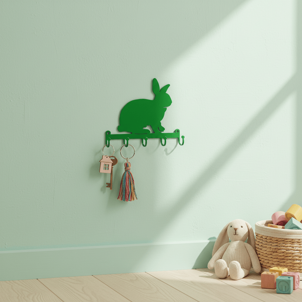 Rusty Rooster Fabrication & Design Physical product "Whimsical Delight: Rabbit Key Holder with 5 Hooks - Organize Your Keys with Playful Charm!" (Y18)