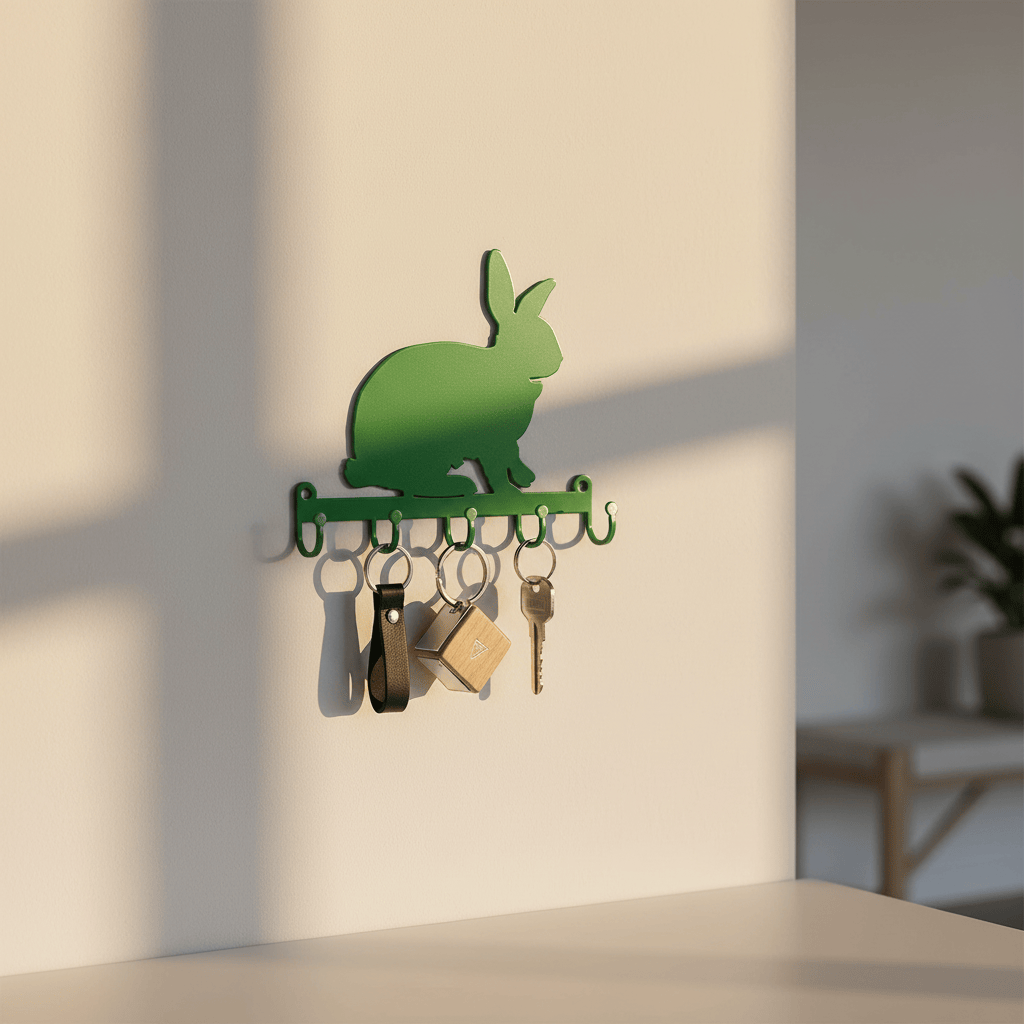 Rusty Rooster Fabrication & Design Physical product "Whimsical Delight: Rabbit Key Holder with 5 Hooks - Organize Your Keys with Playful Charm!" (Y18)