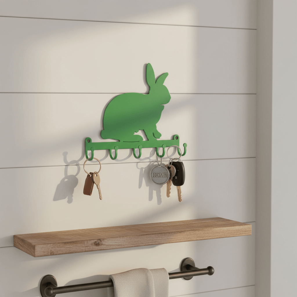Rusty Rooster Fabrication & Design Physical product "Whimsical Delight: Rabbit Key Holder with 5 Hooks - Organize Your Keys with Playful Charm!" (Y18)