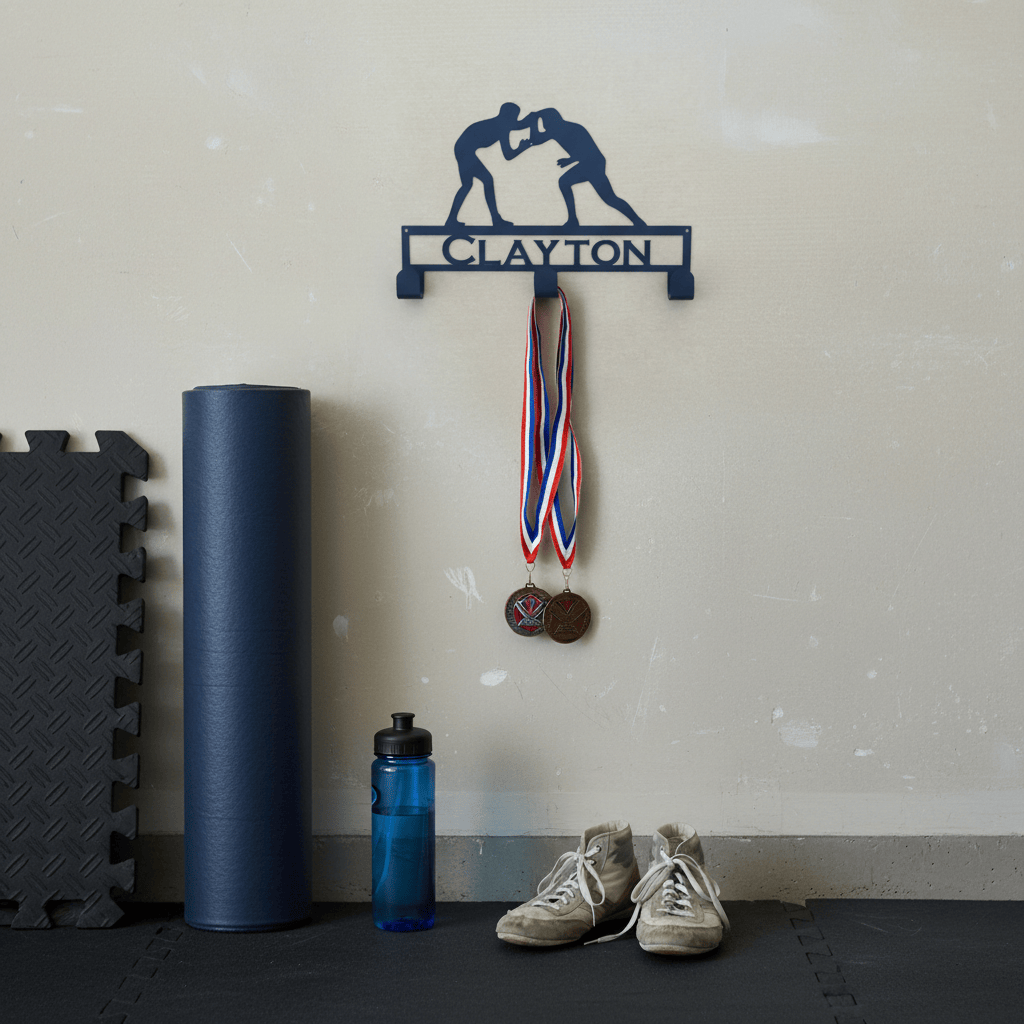 Rusty Rooster Fabrication & Design Physical product Wrestler Coat Rack with Personalized Text Field (N28)