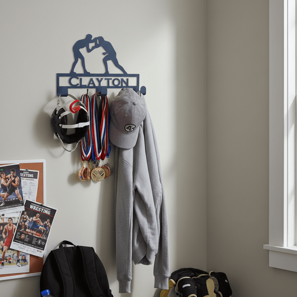 Wrestler Coat Rack with Personalized Text Field (N28) - Rusty Rooster ...