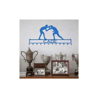 Rusty Rooster Fabrication & Design Physical product Wrestler Medal holder with Personalized Text Field (M27)