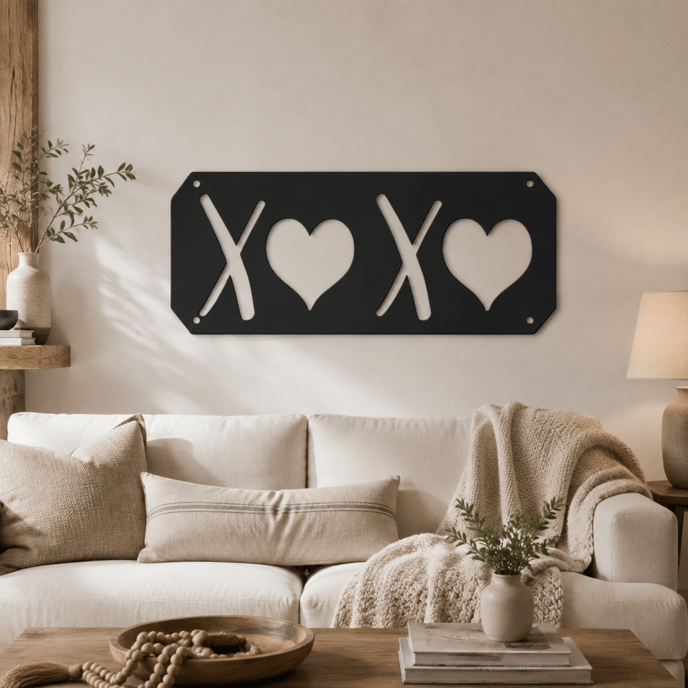 Rusty Rooster Fabrication & Design Physical product XOXO Metal Wall Art Sign – Love & Home Decor (G37)