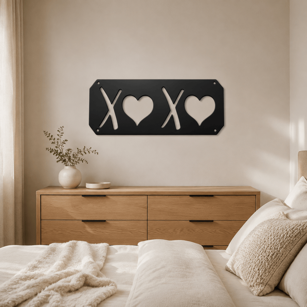 Rusty Rooster Fabrication & Design Physical product XOXO Metal Wall Art Sign – Love & Home Decor (G37)