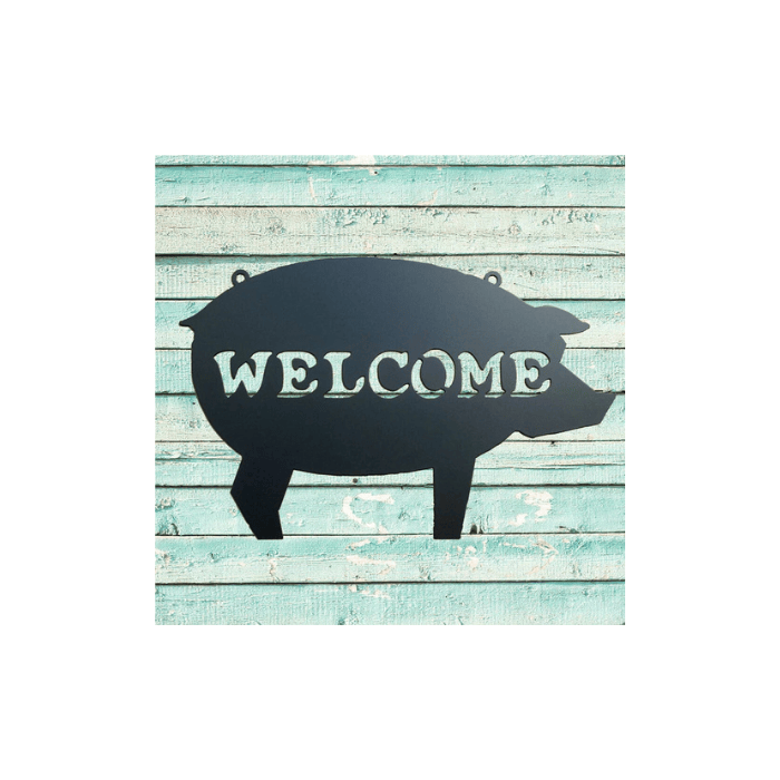 Rusty Rooster Fabrication & Design Pig Metal Welcome Sign (I6)