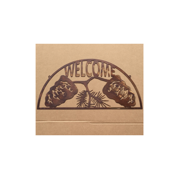 Rusty Rooster Fabrication & Design Pine Cone Welcome Sign (W8)