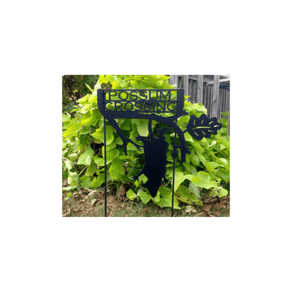 Rusty Rooster Fabrication & Design Possum Crossing Garden Stake (Y9)