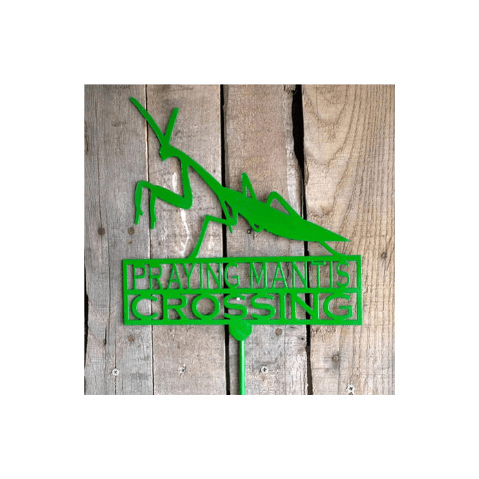 Rusty Rooster Fabrication & Design Praying Mantis Crossing Garden Stake (I18)