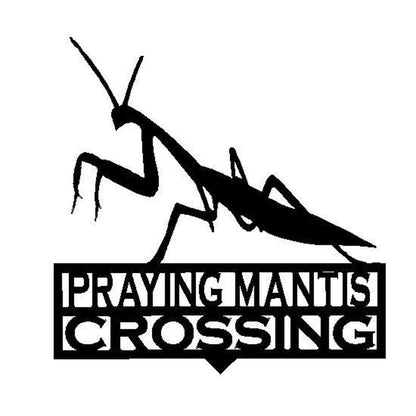Rusty Rooster Fabrication & Design Praying Mantis Crossing Garden Stake (I18)