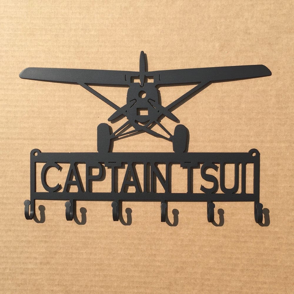 Rusty Rooster Fabrication & Design Prop Plane Metal Key Holder with Personalized Text Field (L26)