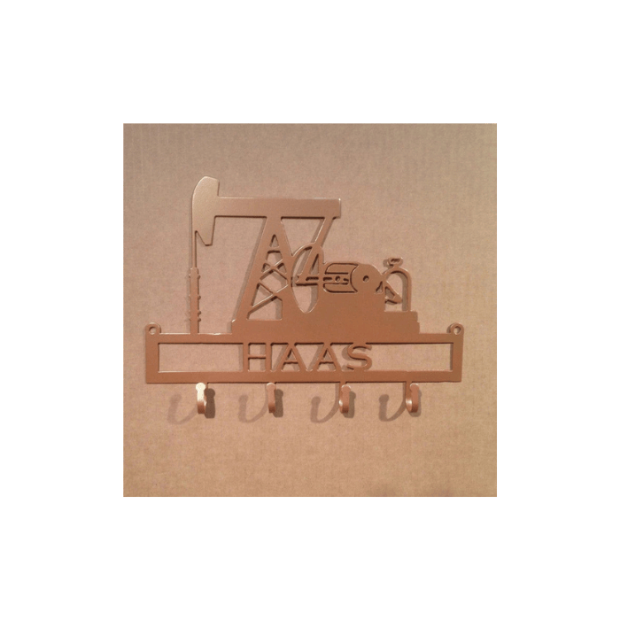 Rusty Rooster Fabrication & Design Pumping Unit Key Holder with Personalized Text Field (F23)