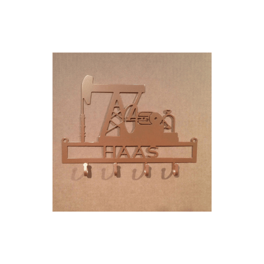 Rusty Rooster Fabrication & Design Pumping Unit Key Holder with Personalized Text Field (F23)