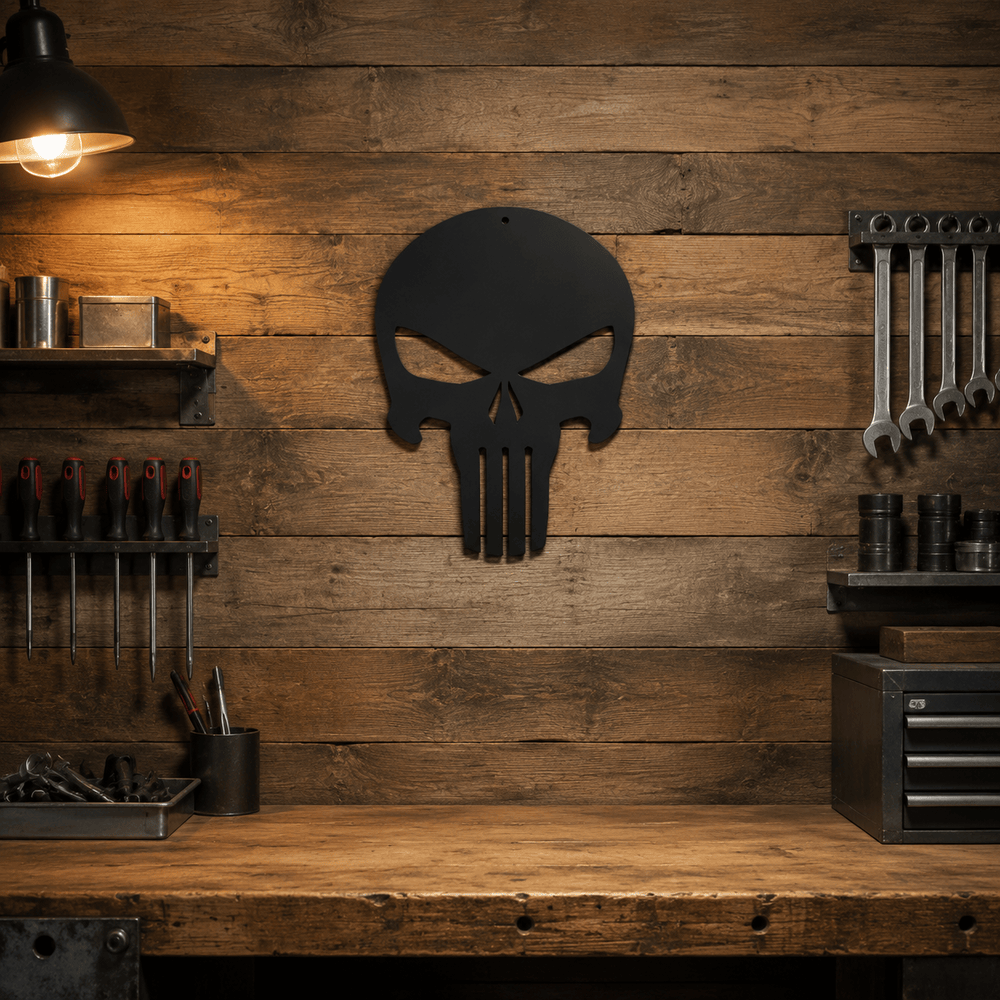 Rusty Rooster Fabrication & Design Punisher Skull Metal Wall Art (P)