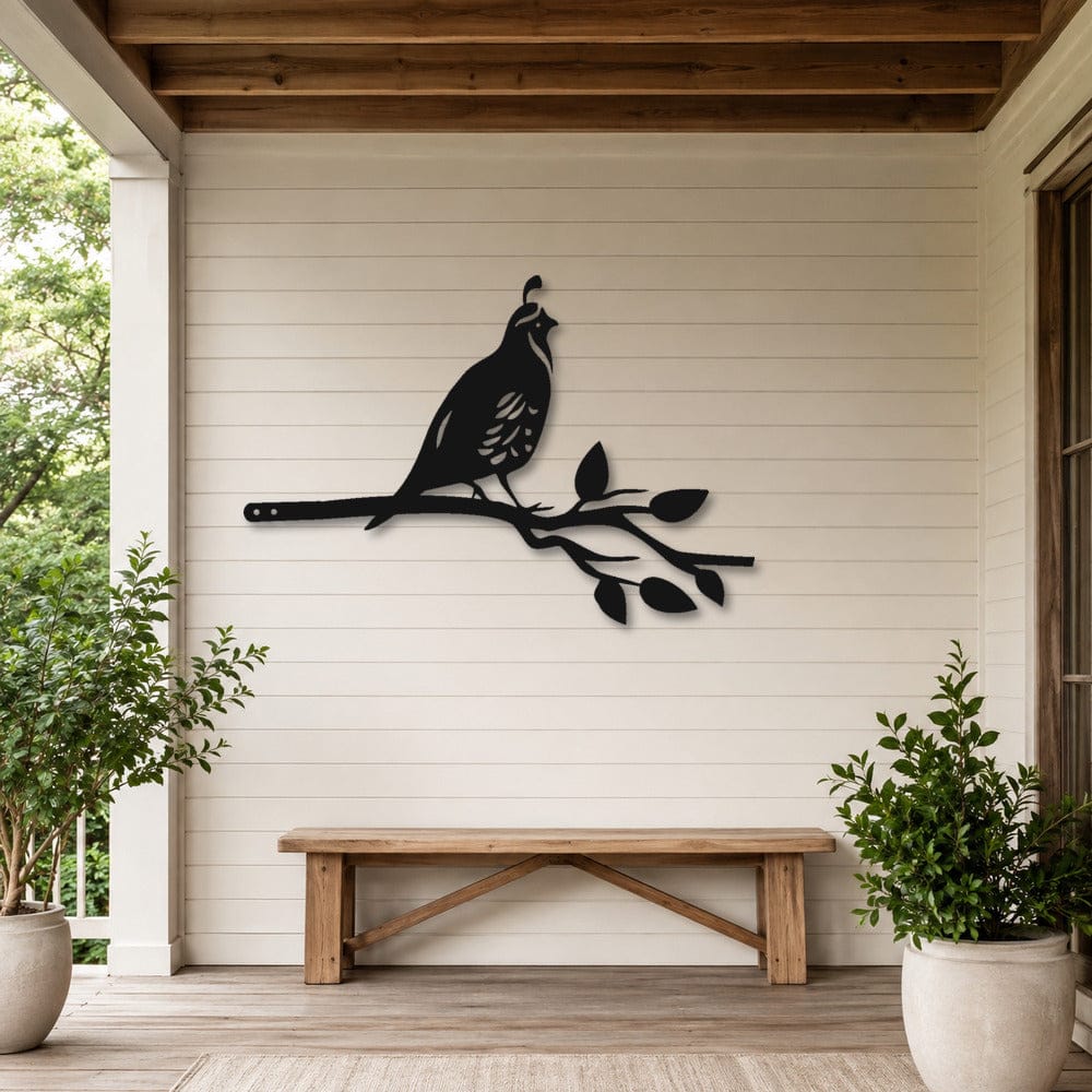 Rusty Rooster Fabrication & Design Quail on a Branch Metal Wall Art (A58)