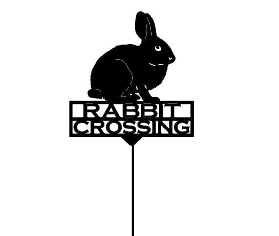 Rusty Rooster Fabrication & Design Rabbit Crossing Metal Garden Stake (Y17)