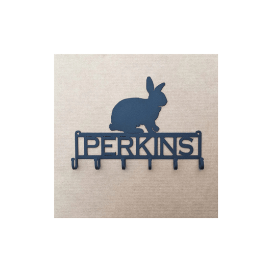 Rusty Rooster Fabrication & Design Rabbit Key Holder with Personalized Text Field (N29)