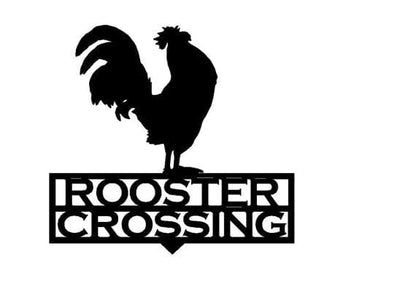 Rusty Rooster Fabrication & Design Rooster Crossing Garden Stake (Z5)
