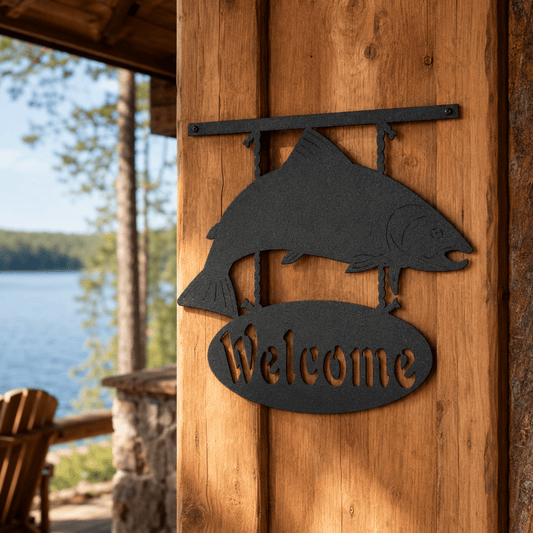 Rusty Rooster Fabrication & Design Salmon Welcome Metal Sign (F18)