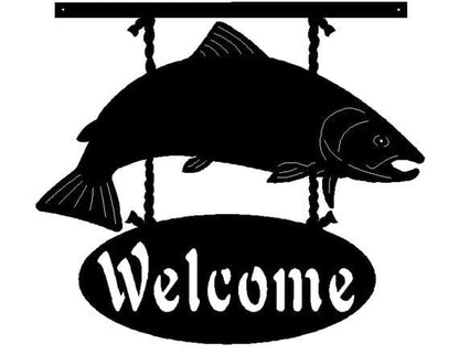 Rusty Rooster Fabrication & Design Salmon Welcome Sign Metal Wall Art (F18)
