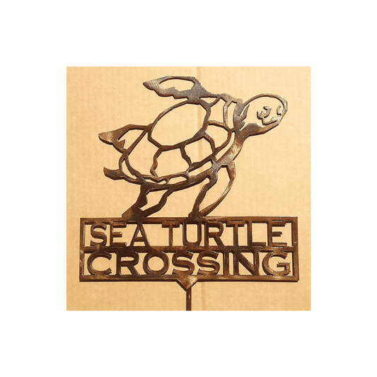 Rusty Rooster Fabrication & Design Sea Turtle Crossing Garden Stake (Z7)