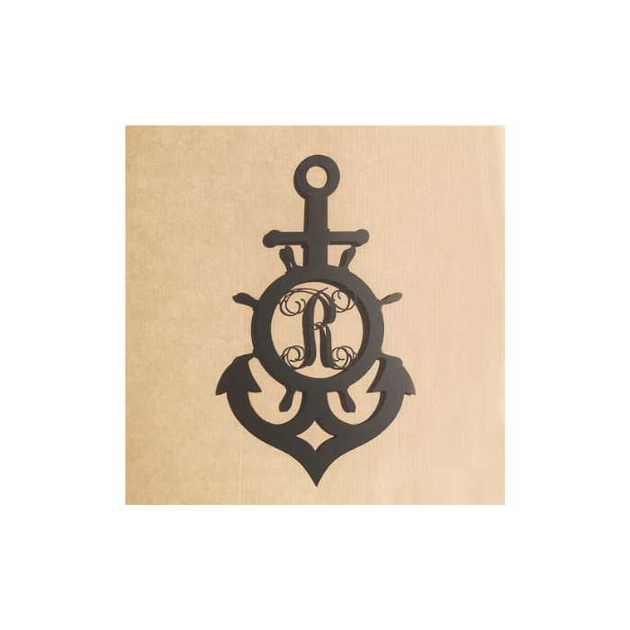 Rusty Rooster Fabrication & Design Ships Wheel And Anchor With Vine Monogram  (S23)