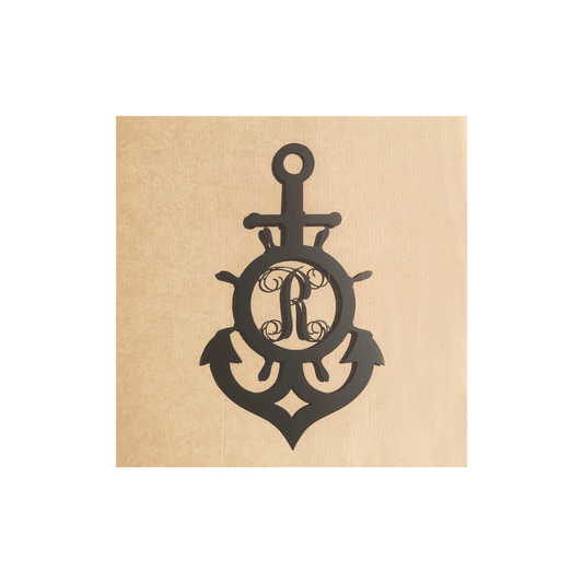 Rusty Rooster Fabrication & Design Ships Wheel And Anchor With Vine Monogram  (S23)