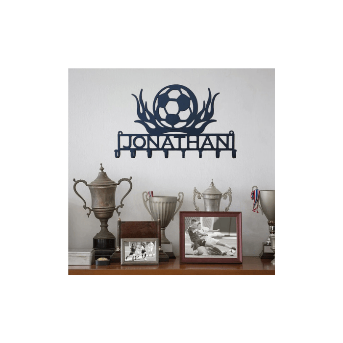 Rusty Rooster Fabrication & Design Soccer Lover’s Flaming Medal Display Rack (Y27)