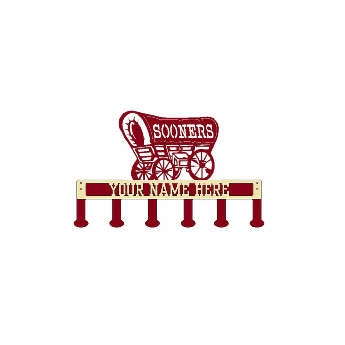 Rusty Rooster Fabrication & Design Sooner Schooner Coat/Hat Rack with Personalized Text (B46)