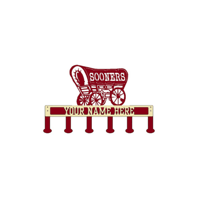 Rusty Rooster Fabrication & Design Sooner Schooner Coat/Hat Rack with Personalized Text (B46)