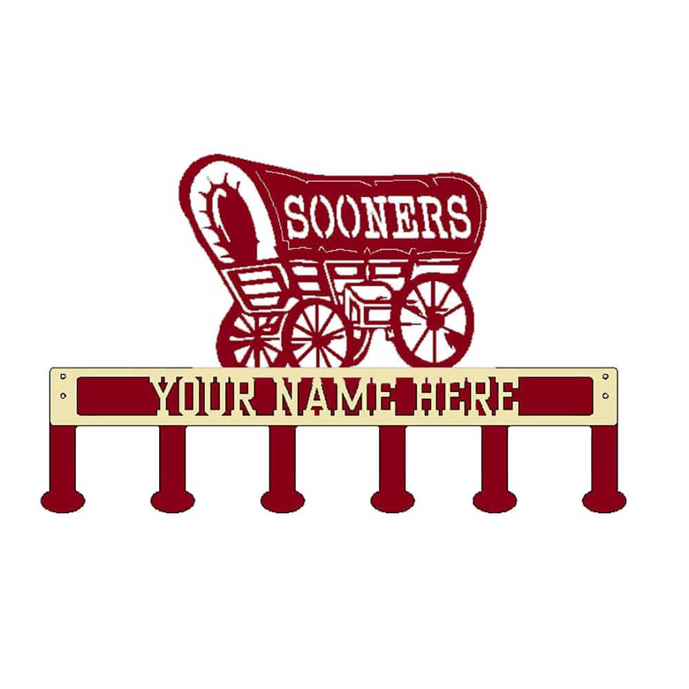 Rusty Rooster Fabrication & Design Sooner Schooner Coat/Hat Rack with Personalized Text (B46)