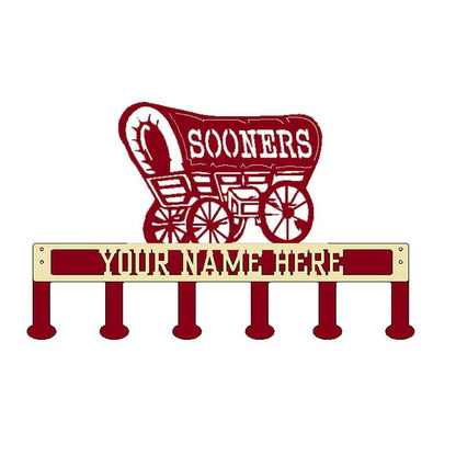 Rusty Rooster Fabrication & Design Sooner Schooner Coat/Hat Rack with Personalized Text (B46)