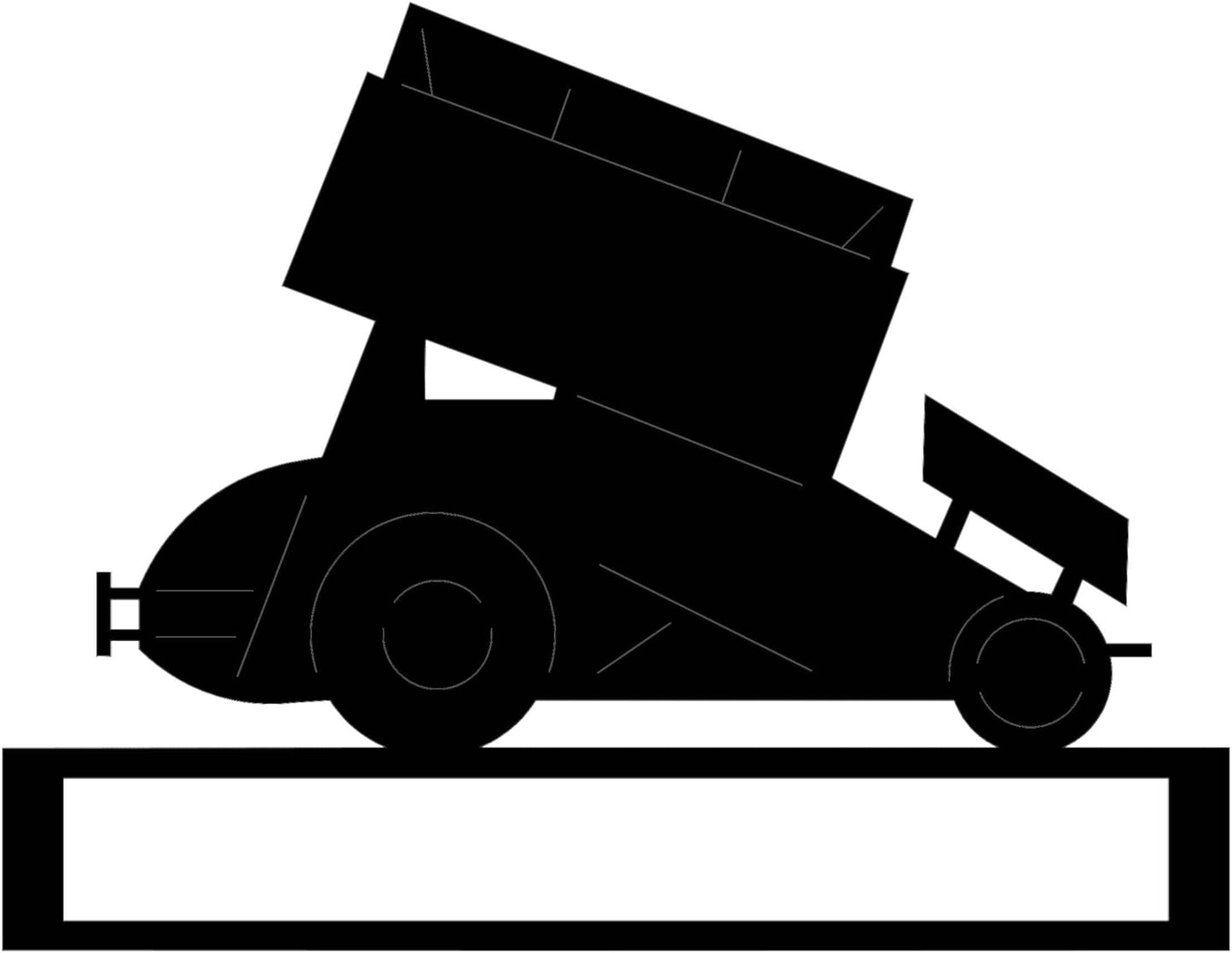 Rusty Rooster Fabrication & Design Sprint Car with Custom Text Garden Stake (I20)