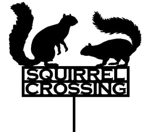 Rusty Rooster Fabrication & Design Squirrel Crossing Garden Stake (U7)