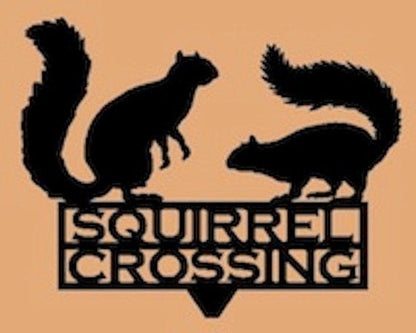 Rusty Rooster Fabrication & Design Squirrel Crossing Garden Stake (U7)