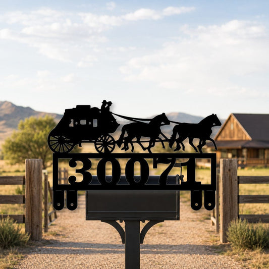 Rusty Rooster Fabrication & Design Stagecoach Metal Mailbox Topper – Western Decor (A55)