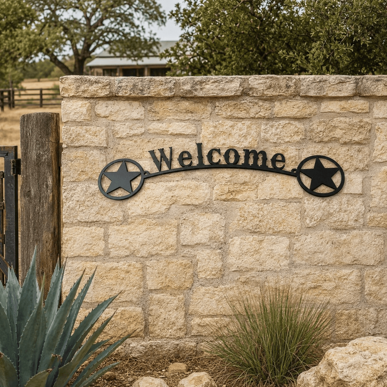 Rusty Rooster Fabrication & Design Texas Stars Welcome Metal Sign (X17)