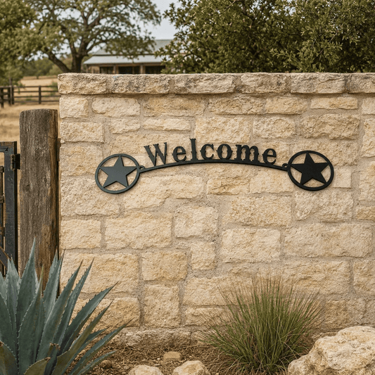 Rusty Rooster Fabrication & Design Texas Stars Welcome Metal Sign (X17)