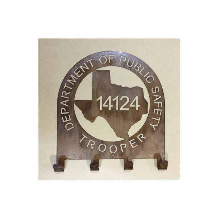 Rusty Rooster Fabrication & Design Texas State Trooper Coat & Hat Rack (Q21)