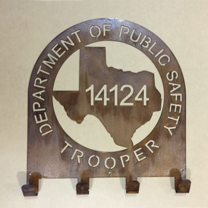 Rusty Rooster Fabrication & Design Texas State Trooper Coat & Hat Rack (Q21)