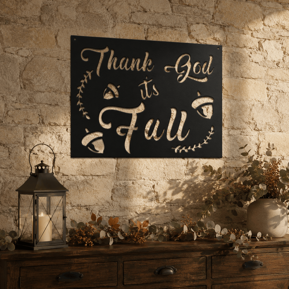Rusty Rooster Fabrication & Design Thank God It's Fall Metal Wall Sign (G35)