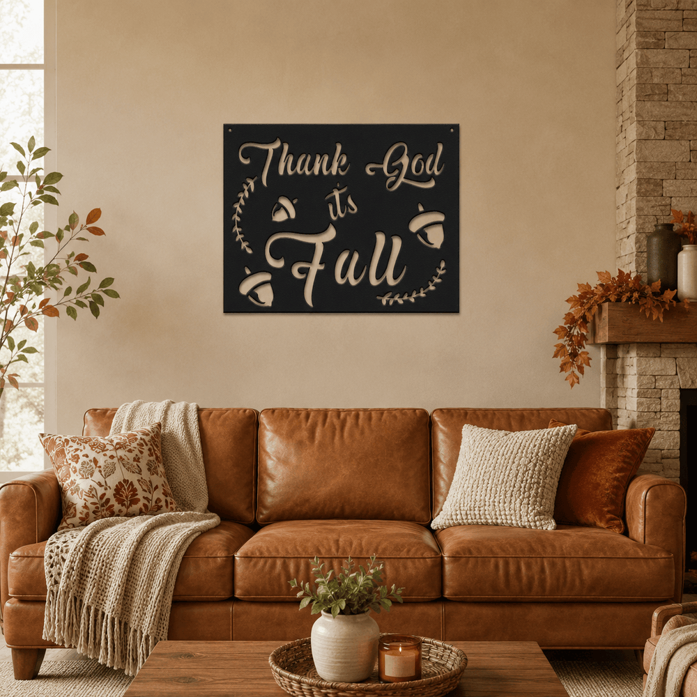 Rusty Rooster Fabrication & Design Thank God It's Fall Metal Wall Sign (G35)