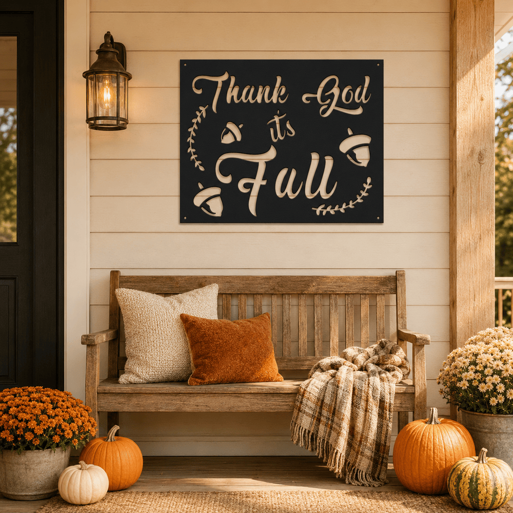 Rusty Rooster Fabrication & Design Thank God It's Fall Metal Wall Sign (G35)