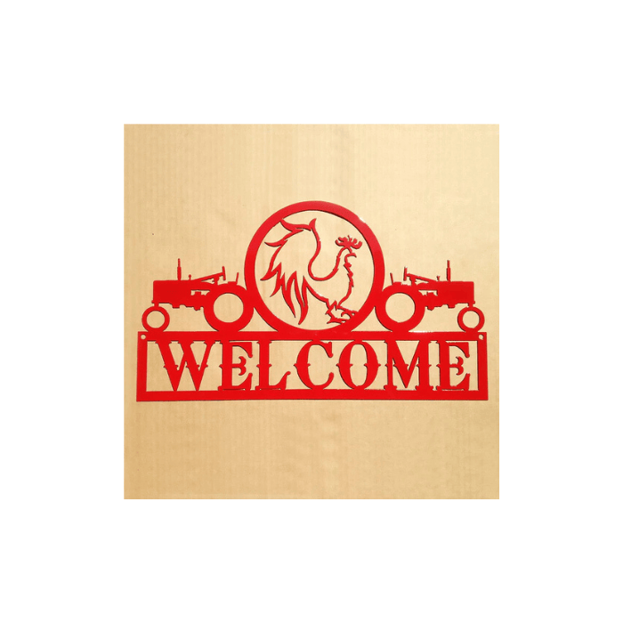 Rusty Rooster Fabrication & Design Tractors and Rooster Welcome Sign (C14)