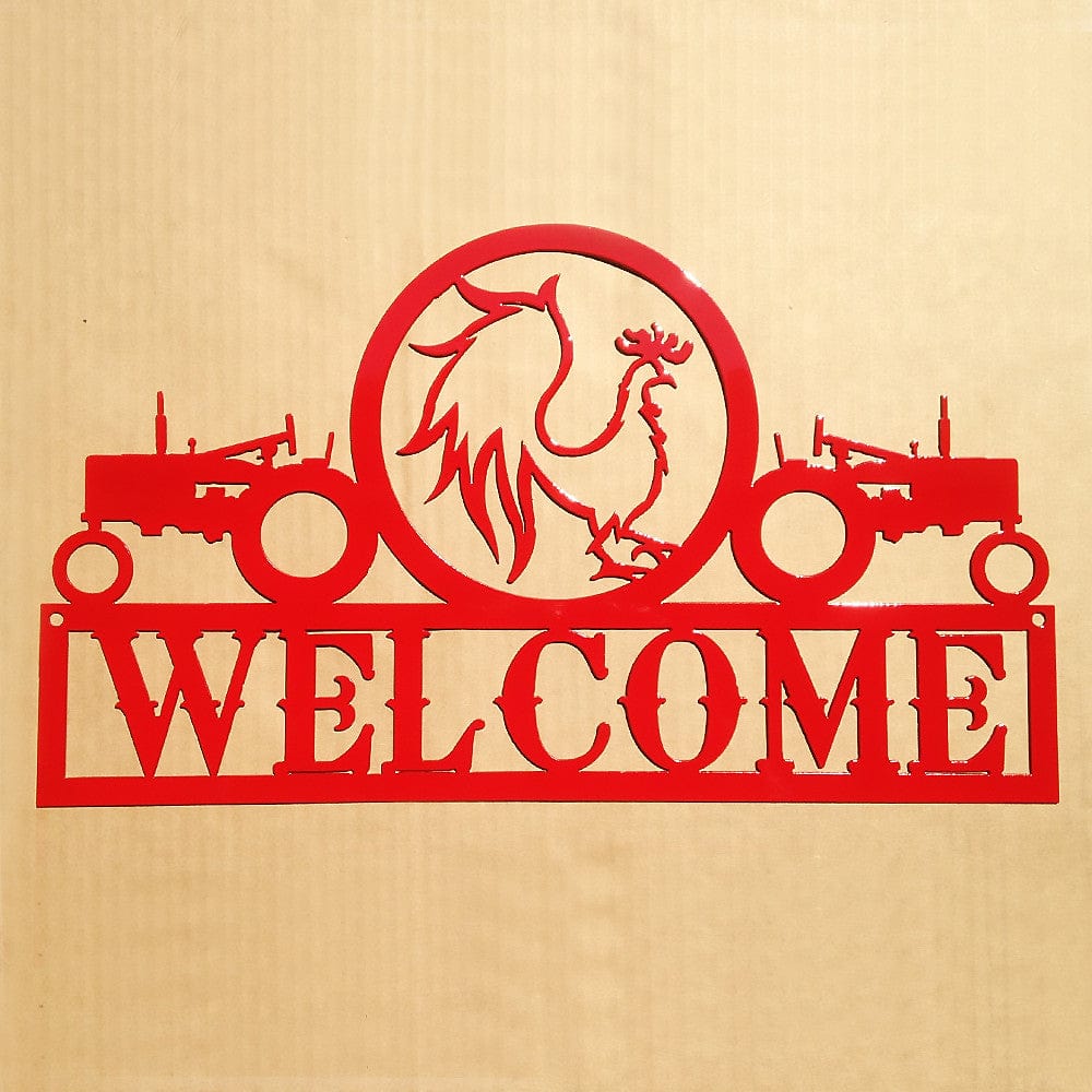 Rusty Rooster Fabrication & Design Tractors and Rooster Welcome Sign (C14)