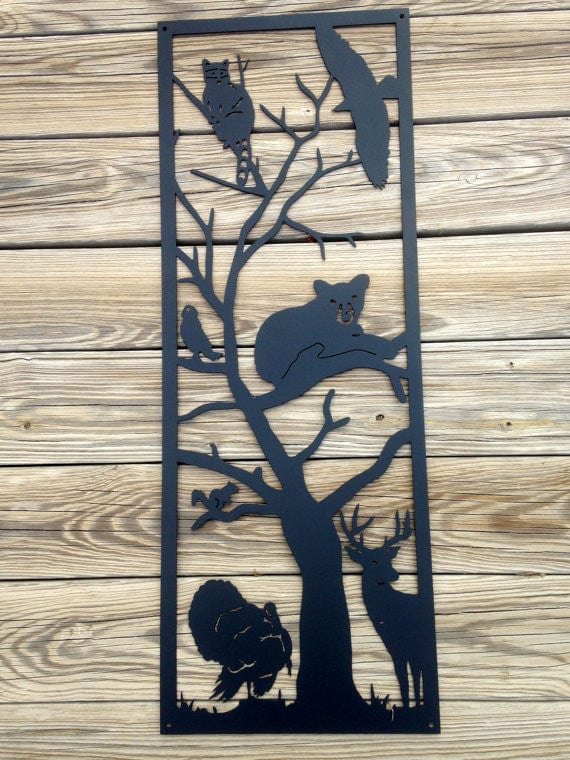 Rusty Rooster Fabrication & Design Tree Full Of Animals Metal Wall Art (R6)