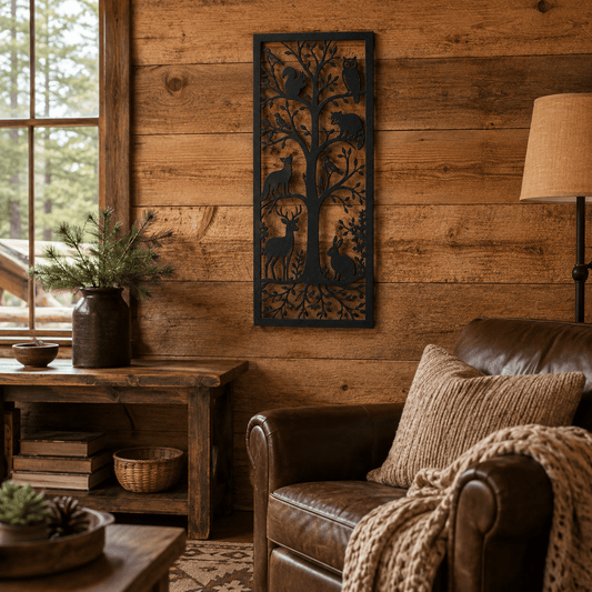 Rusty Rooster Fabrication & Design Tree Full of Animals Metal Wall Art – Woodland Wildlife Decor (R6)